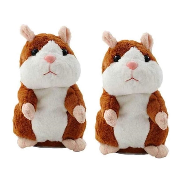 Talking Hamster Toy 2 Pack Animal Talking Toys Repeats What You Say Mimicry Pet Talking Record for Boys & Girls Plush Interactive Toys, Brown