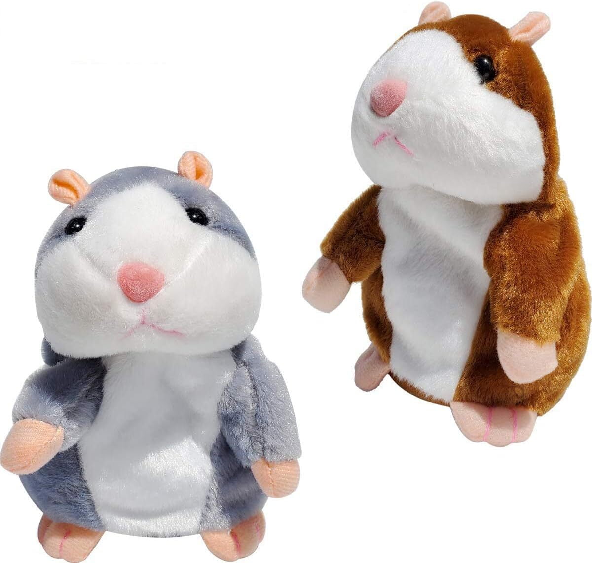 Talking Hamster Toy, Animal Talking Toys Repeats What You Say Mimicry Pet Talking Record for Boys and Girls (Brown + Gray 6.3 Inch)