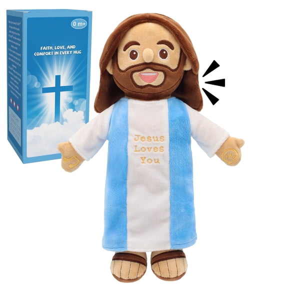 Talking Jesus Plush Toy Recites 36 Bible Verses & Plays 10 Songs, Musical Speaking Doll, Perfect Religious Gift for Children Holiday Church Use