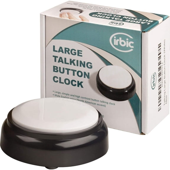 Talking Large Button Alarm Clock - Telling Time and Date for Elderly, Impaired Sight and Blind, powered by batteries