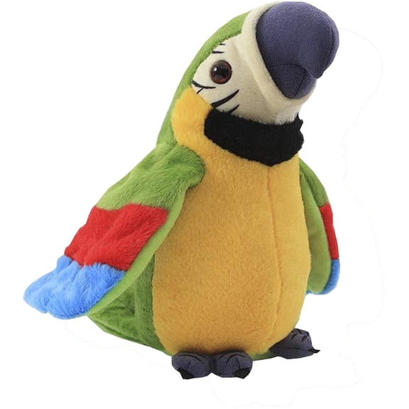 Talking Macaw Parrot Repeat What You Say Stuffed Animal Plush Toy Electronic Record Animated Bird Shake Wings Speaking Parrot Pet Plush Interactive Toys for Kids Boys Girls Christmas Birthday Gift