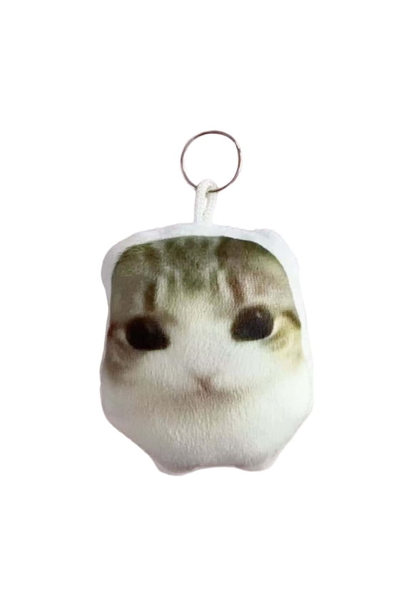 Talking Plush Kitten Keychain Funny Sound Meme Toy Squeeze to Play Audio Prank Gift for Desk Bag Backpack 1 Pack