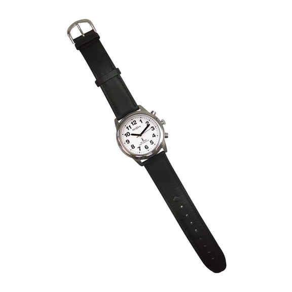 Talking Radio-Controlled Stainless Steel Watch - Leather