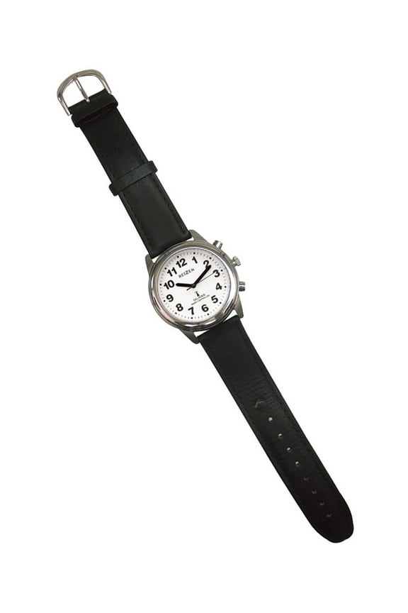 Talking Radio-Controlled Stainless Steel Watch - Leather