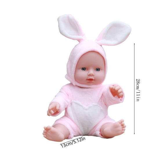 Talking Reborn Baby Doll with Pink Plush Bunny Outfit, Sound Interactive Realistic Doll, Washable Soft Rubber Pretend Play House Toy, Educational Companion Decor Gift for Boys Girls Kids Ages 3+