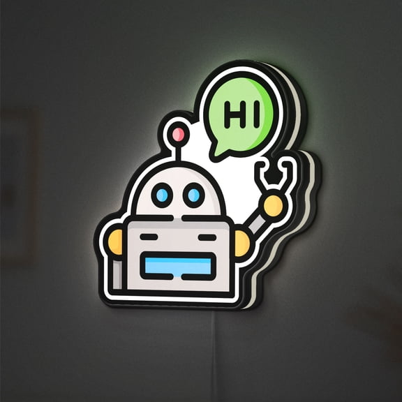 Talking Robot 3D Novelty Light Box for Kids' Rooms, Interactive Decor, Ideal for Tech Enthusiasts (Width 24 inch, 60cm)