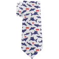 thumbnail image 1 of Talking Sharks Got Fish Repeat Pattern All Over Neck Tie White Standard One Size, 1 of 2