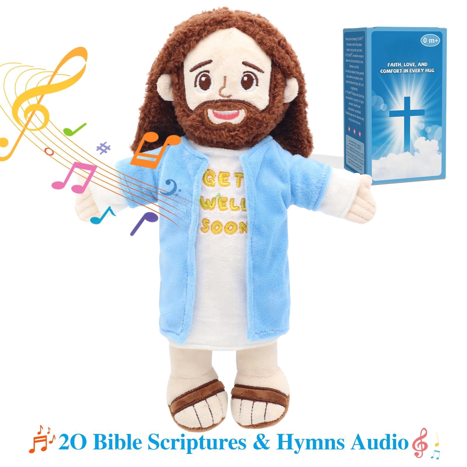 Talking & Singing Jesus Plush Doll, Christian Stuffed Toy For Kids, Plays Bible Verses Religious Gift For Christening, Baptism, Easter, Sunday School, Decor