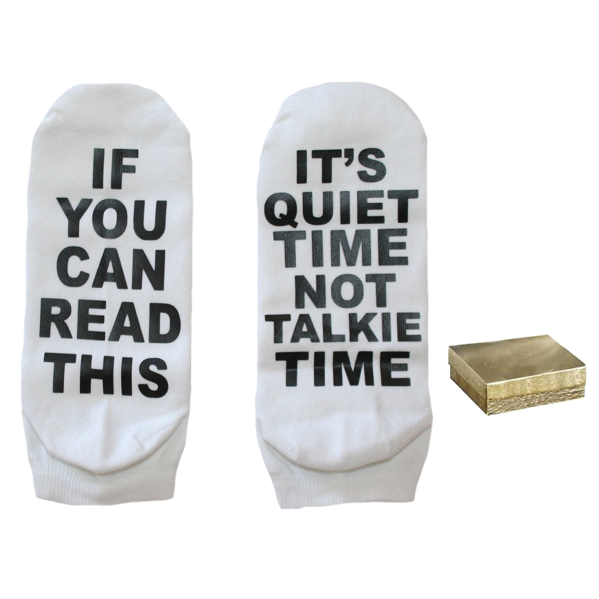Talking Socks It's Quiet Time Not Talkie Time Adult White Ankle Socks ...