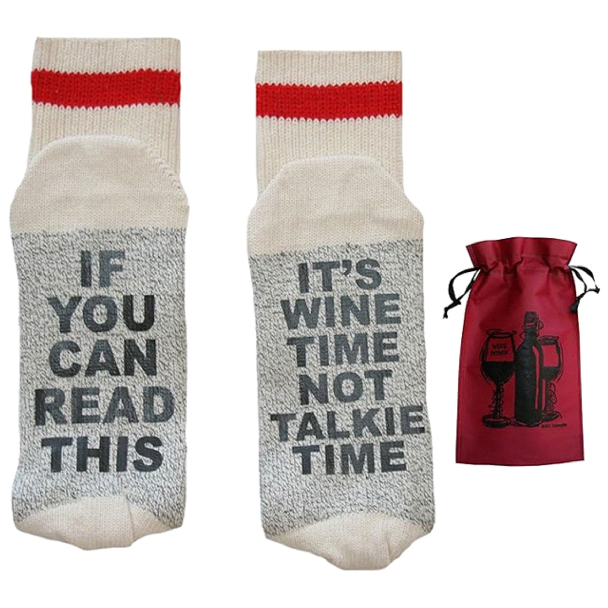 Talking Socks Wine Time Not Talkie Time Funny Adult Socks and Gift Bag ...