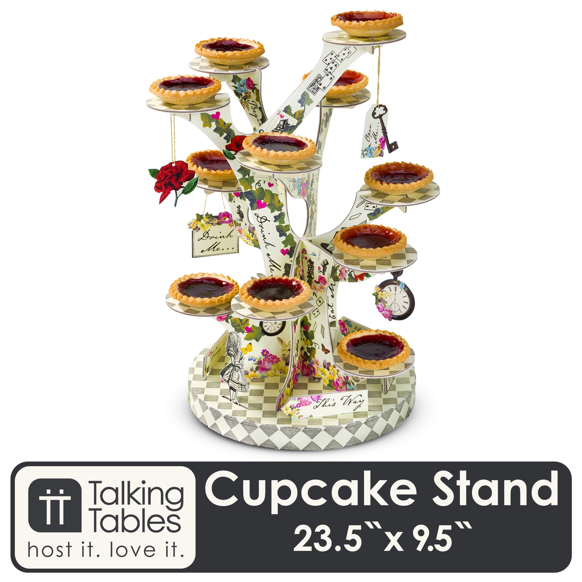 Talking Tables Alice in Wonderland Cupcake Cake Stand Mad Hatter Tea Party Decorations Mother's Day Party Decor Reusable Cakestand Table Centrepiece Afternoon Tea Onederland 1st Birthday Baby Shower