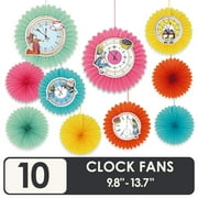 Talking Tables 10 x Reusable Alice in Wonderland Party Decorations Paper Hanging Clock Fans Colourful Kids Birthday Room D cor Mad Hatter Tea Party Decorations Onederland Baby Shower