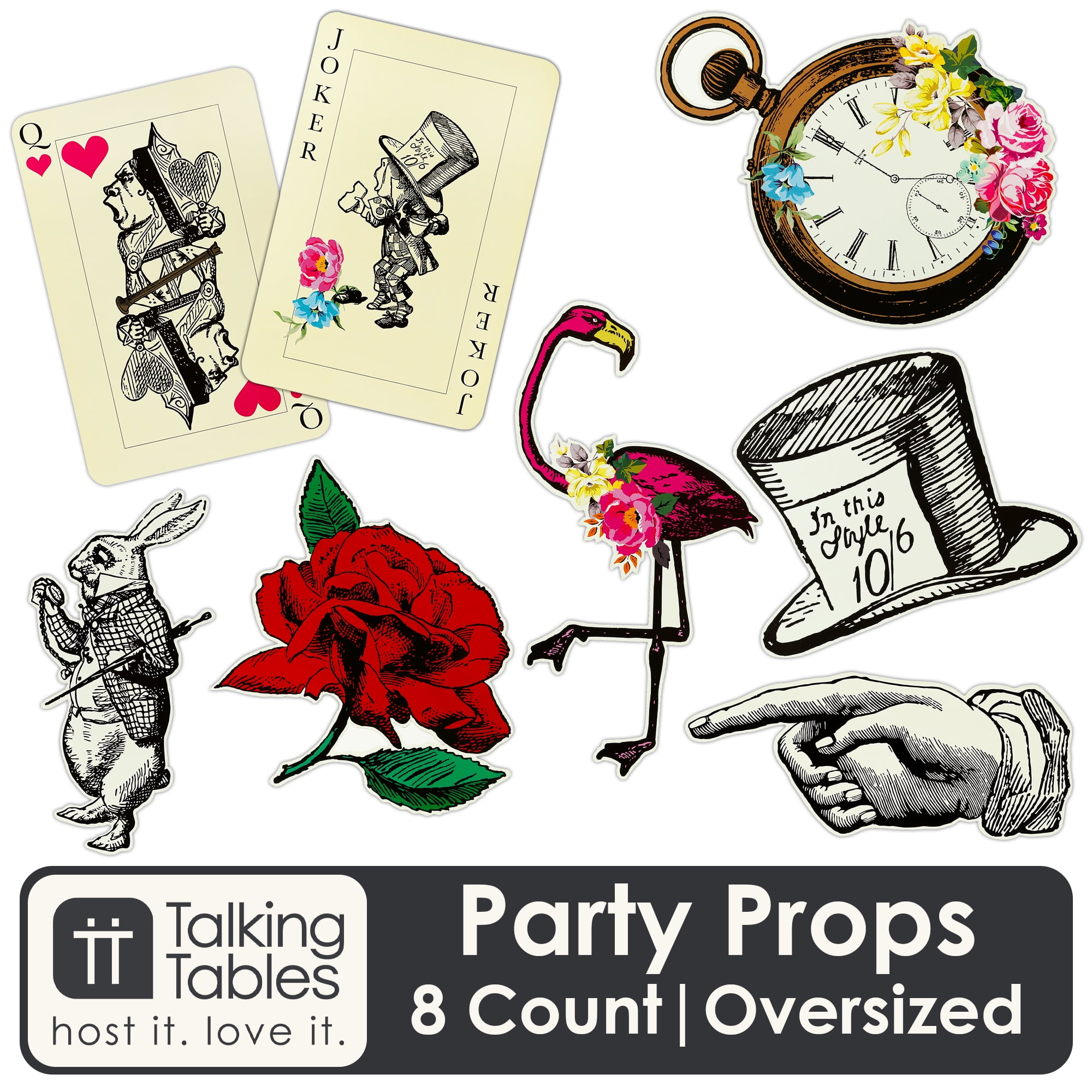 Talking Tables Alice in Wonderland Party Decorations Large Reusable Props, Mad Hatter Themed Dcor Afternoon Tea Party, Onederland Birthday, Mothers Day's, Baby Shower, Double Sided