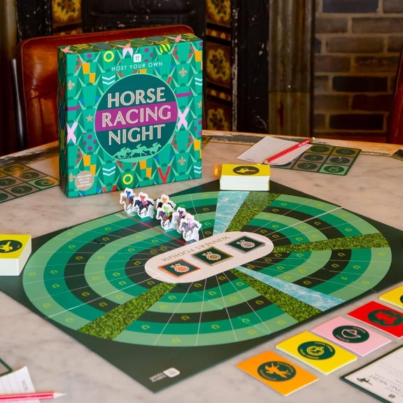 Talking Tables Horse Racing Board Game - Perfect for Family Games Night - Birthday, Christmas, Kentucky Derby Party - 14+ Years - Unleash Racing Fun - Includes Gameboard, Cards & Dice