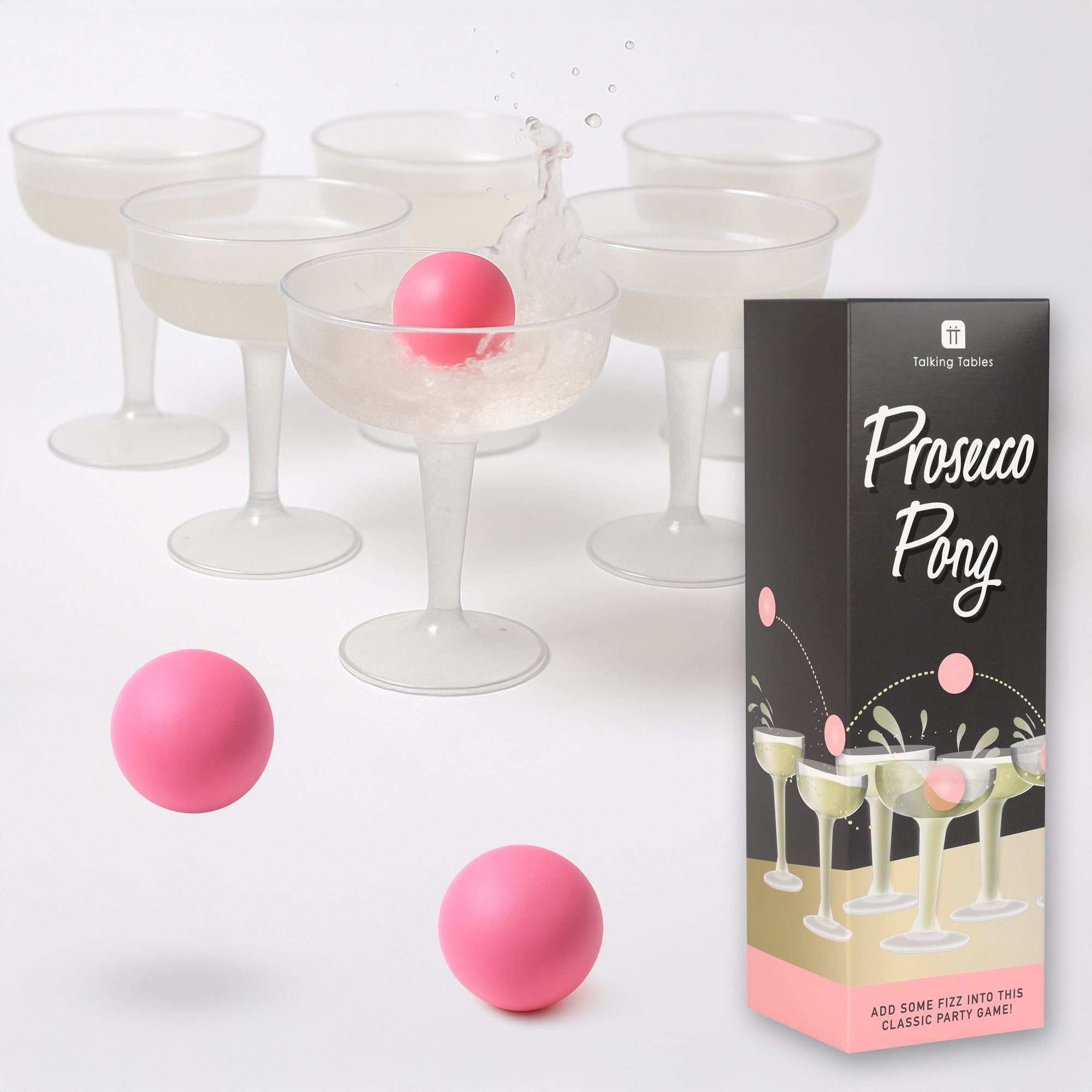 Talking Tables Prosecco Pong Adult Drinking Game Includes Ping Pong Balls | Games for Bachelorette Party, Girls Night, Birthday, Bridal Shower, NYE, 12 Glasses