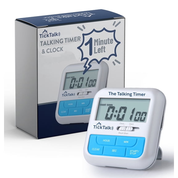 Talking Timer, Visual Timer alternative, & Digital Clock  Voice Countdown Announcements Every Hour/10 Min/1 Min | Cooking, Kids/Adults, Workouts, Classroom & ADHD and ADD Time Management.