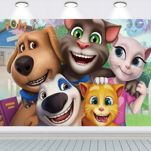 Talking Tom Birthday Party Supplies Banner Backdrop Background Taspestry Poster Wall Decor