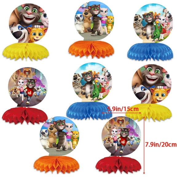 Talking Tom Honeycomb Centerpiece Toppers for Birthday Party Decoration Supplies