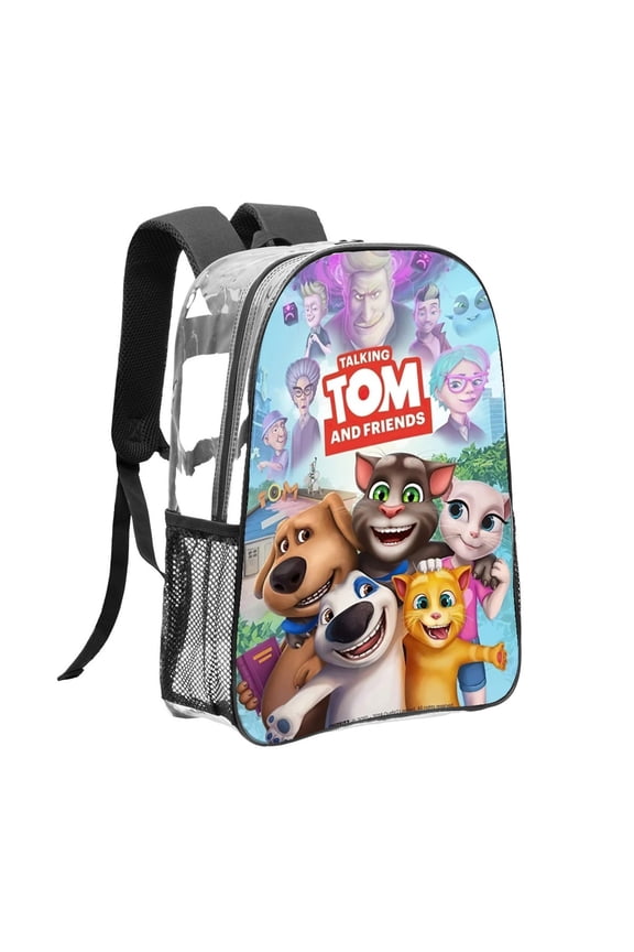 Talking Tom Pattern Transparent Backpack Lightweight And fashionable Showcasing Personality And Leading The Trend