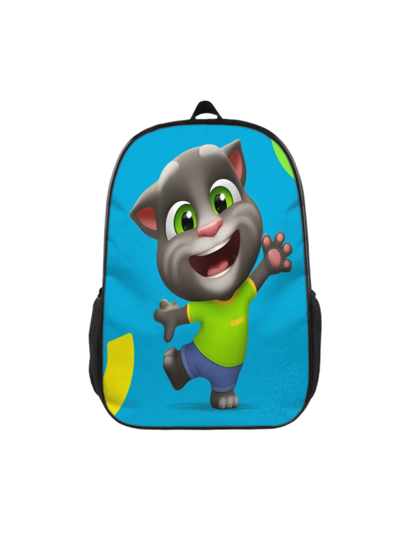 Talking Tom Printed Backpack FSMYJJZY Polyester Backpack with Side Pockets, Adjustable Padded Straps for School and Travel