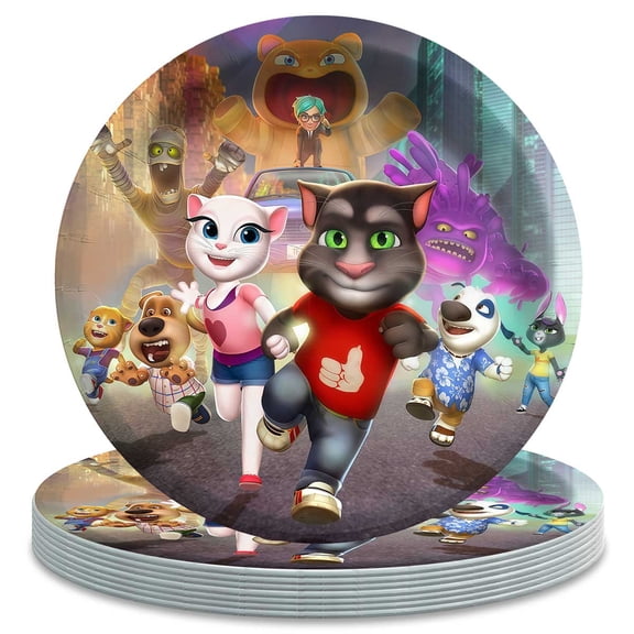 Talking Tom Themed Birthday Disposable Tableware - 7 Inch Paper Plates Party Supply Decorations