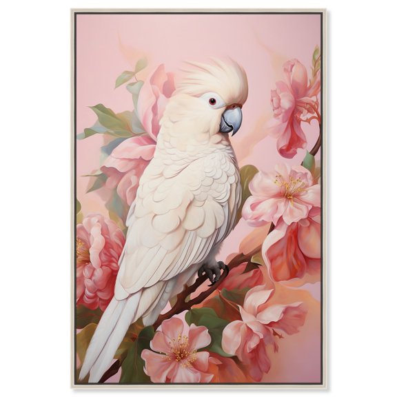 Talking Too Blush Canvas Elegant Floral Wall Art by Art Remedy, Silver Frame, 36" x 54"