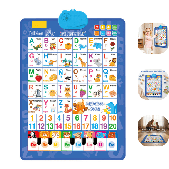 Talking Wall Chart, Built-In Piano Musical Function English Spanish Sound Chart, Multifunctional Early Education Toy