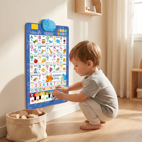 Talking Wall Chart, Clear Dual Language Pronunciation Interactive Chart, Hands-On Audio Visual Alphabet Learning for Toddlers