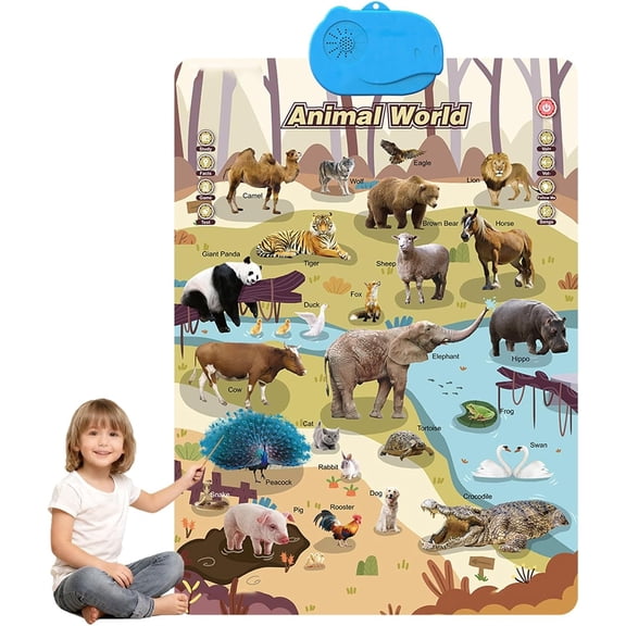 Talking Wall Chart for Kids - English & Spanish Learning Poster with Songs, ABCs, Numbers, Animals & Piano | Interactive Electronic Alphabet Chart for Preschool, Classroom, Ages 3+