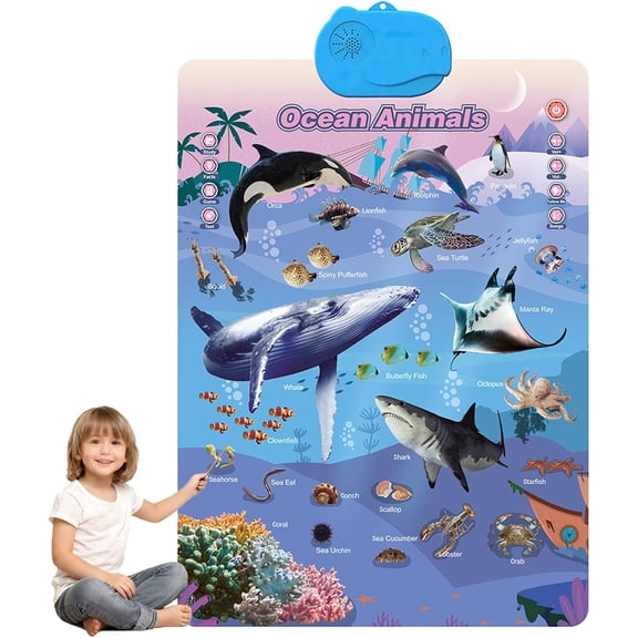 Talking Wall Chart for Kids - English & Spanish Learning Poster with Songs, ABCs, Numbers, Animals & Piano | Interactive Electronic Alphabet Chart for Preschool, Classroom, Ages 3+