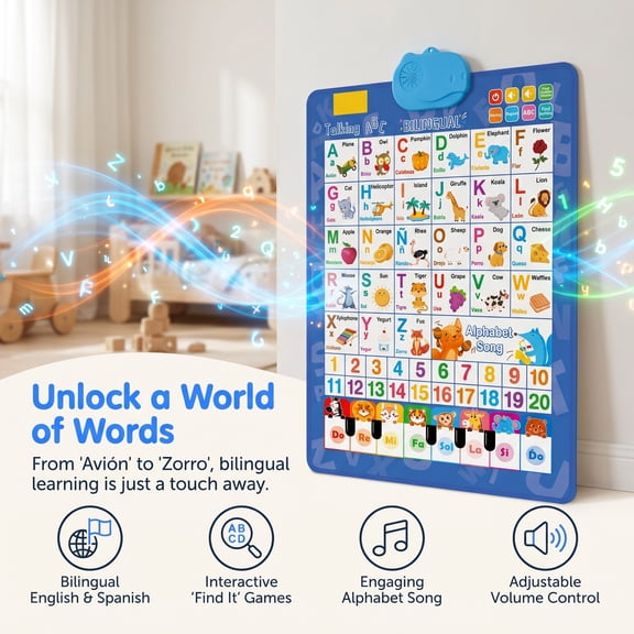Talking Wall Chart, Non-Toxic Sturdy Bilingual Learning Wall Poster, Durable Touch Sound Toy for Daily Preschool Play