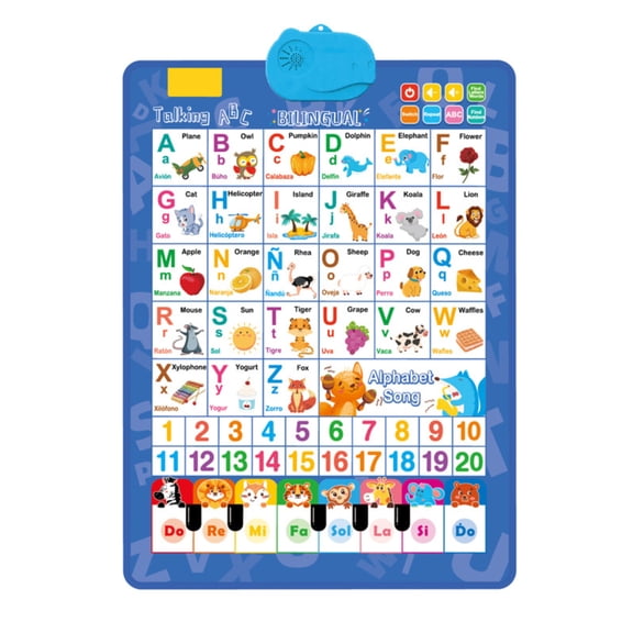 Talking Wall Chart for Kids, 2026 New Bilingual Interactive Electronic Alphabet Wall Chart for Ages 1-6: English and Spanish Learning Poster
