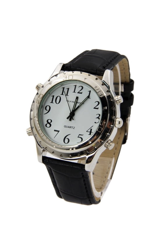 Talking Watch for Blind, Usavan Stainless Steel Audible Analog Timepiece, Quartz Movement Alarm Hourly Chime for Visually Impaired Men Women
