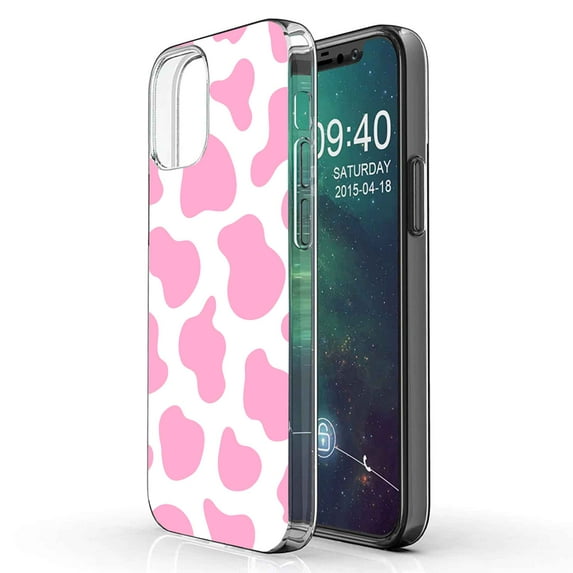 TalkingCase Clear TPU Phone Case For Apple iPhone 12 Pro MAX, Cow Pattern Pink Print, Lightweight,Flexible,Soft, USA