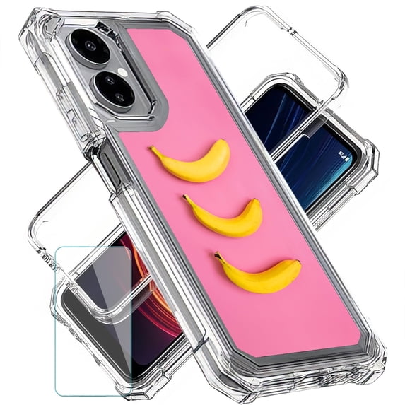 TalkingCase Full Body Phone Case Compatible for Boost Celero 5G 2024 (3rd)(Not Celero 5G Plus), Three Bananas Print, w/ Glass Screen Protector, Air-Cushioned Corners, Print in USA