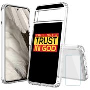 TalkingCase Hybrid Phone Case Compatible for Google Pixel 8a 2024(Not Pixel 8, 8 Pro), Chill & Trust God Print, w/ Glass Screen Protector, Acrylic Back, Raised Edges, USA Print