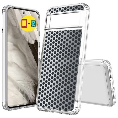 TalkingCase Hybrid Phone Case Compatible for Google Pixel 8a 2024(Not Pixel 8, 8 Pro), Steel Grate 2 Print, w/ Glass Screen Protector, Acrylic Back, Raised Edges, USA Print
