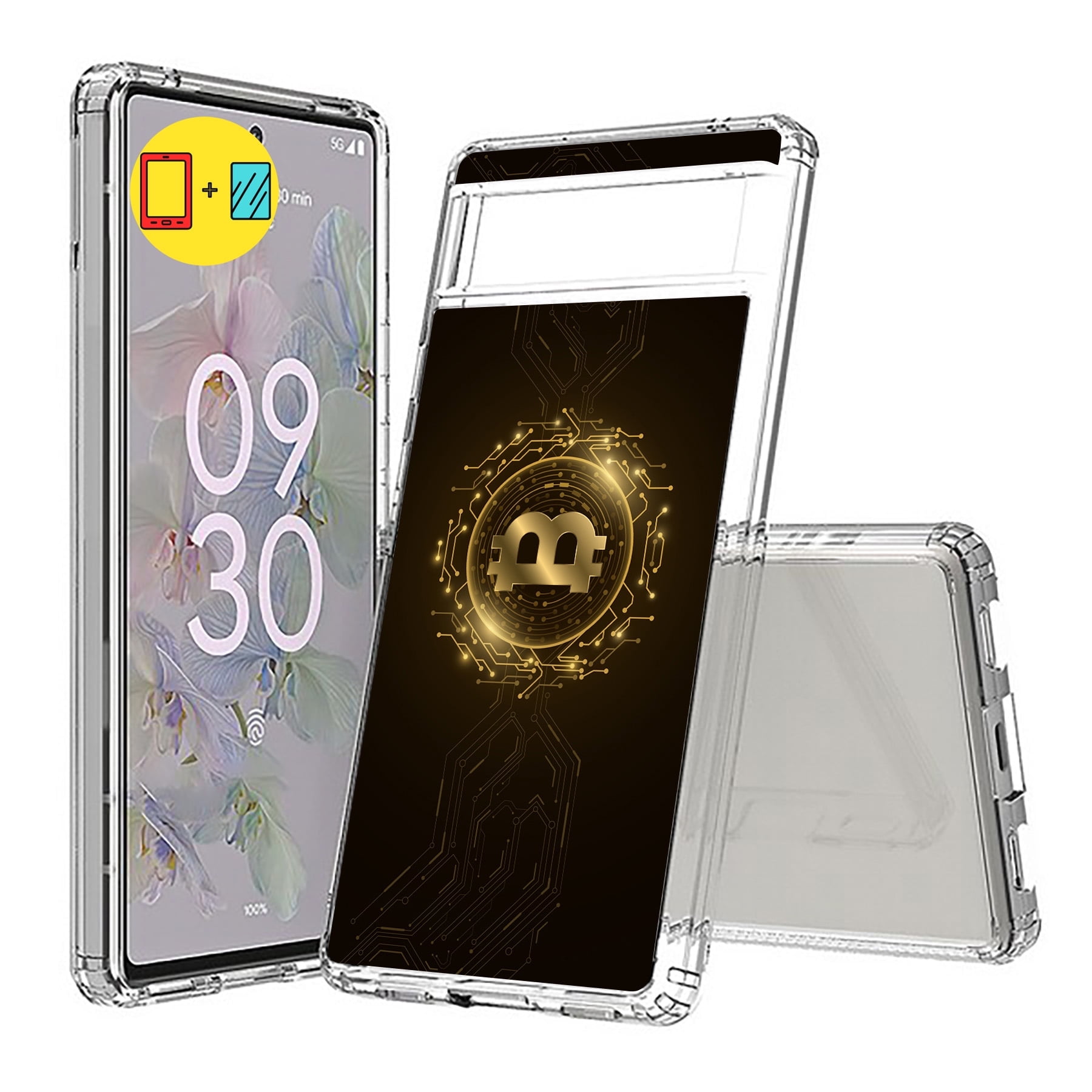 TalkingCase Hybrid Phone Cover Compatible for Google Pixel 6a, Bitcoin  Crypto 08 Print, w/ Glass Screen Protector, Acrylic Back, Raised Edges,  Print in USA - Walmart.com
