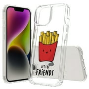 TalkingCase Hybrid Phone Cover Compatible for Apple iPhone 15, Friends Fries clear Print, Acrylic Back, Raised Edges, Print in USA