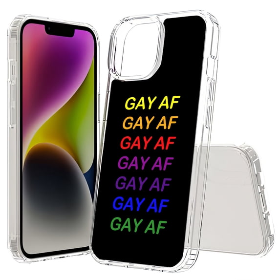 TalkingCase Hybrid Phone Cover Compatible for Apple iPhone 15, LGBT Gay AF Print, Acrylic Back, Raised Edges, Print in USA