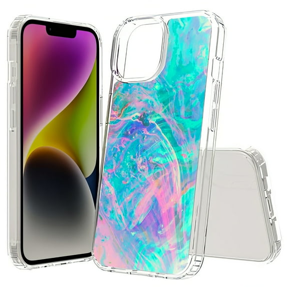 TalkingCase Hybrid Phone Cover Compatible for Apple iPhone 15 Plus, Abstract Watercolor1 Print, Acrylic Back, Raised Edges, USA