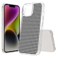 thumbnail image 1 of TalkingCase Hybrid Phone Cover Compatible for Apple iPhone 15 Plus, Black Gingham Plaid Print, Acrylic Back, Raised Edges, USA, 1 of 7