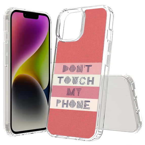 TalkingCase Hybrid Phone Cover Compatible for Apple iPhone 15 Plus, Don't Touch Phone Print, Acrylic Back, Raised Edges, USA