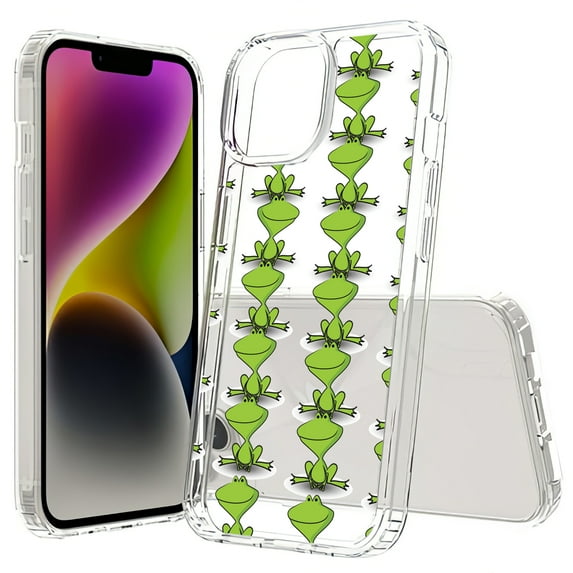 TalkingCase Hybrid Phone Cover Compatible for Apple iPhone 15 Plus, Frog One Print, Acrylic Back, Raised Edges, USA
