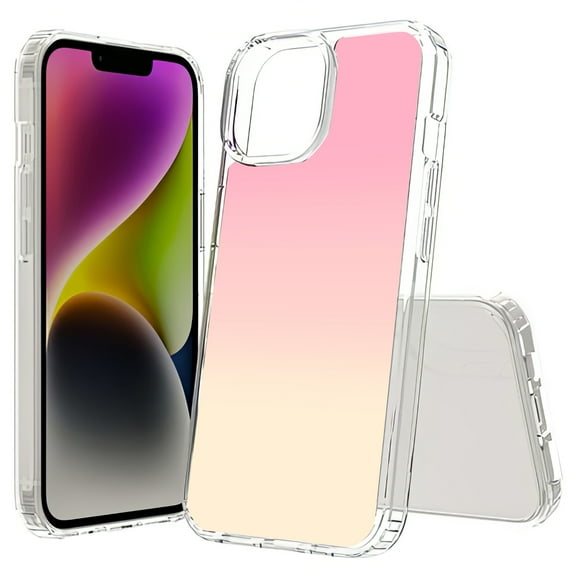 TalkingCase Hybrid Phone Cover Compatible for Apple iPhone 15 Plus, Gradient Pink Print, Acrylic Back, Raised Edges, USA