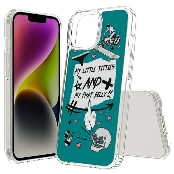 TalkingCase Hybrid Phone Cover Compatible for Apple iPhone 15 Plus, Little titties Print, Acrylic Back, Raised Edges, USA