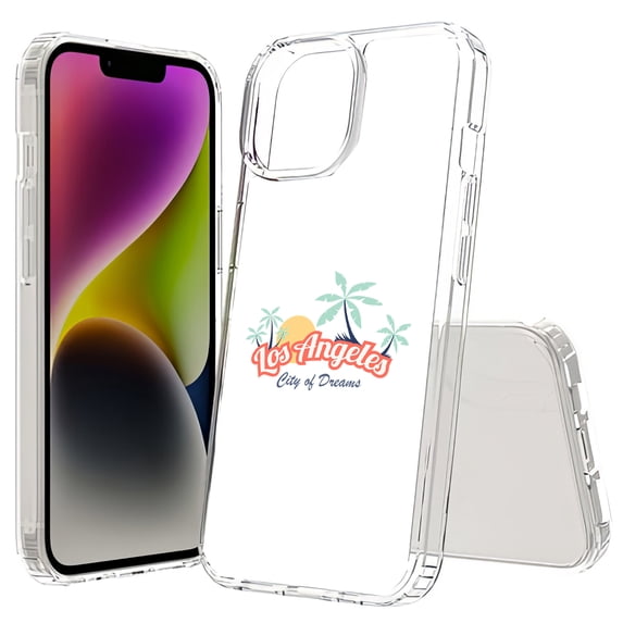 TalkingCase Hybrid Phone Cover Compatible for Apple iPhone 15 Plus, Los Angeles Dream Print, Acrylic Back, Raised Edges, USA