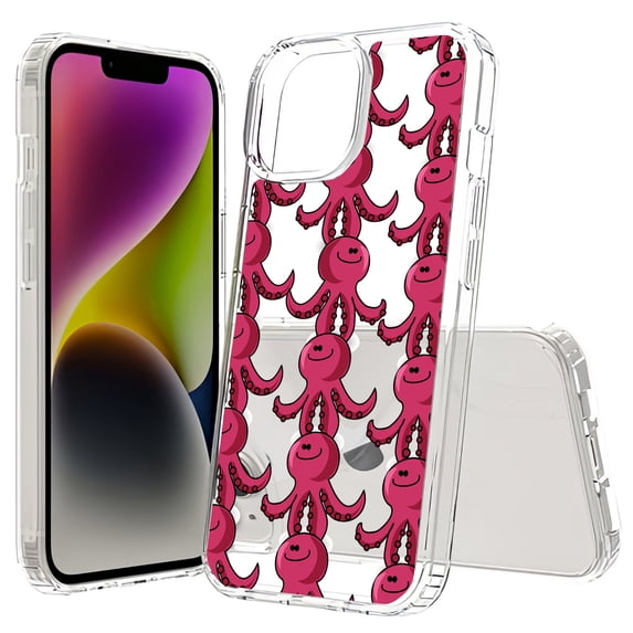 TalkingCase Hybrid Phone Cover Compatible for Apple iPhone 15 Plus, Octopus One Print, Acrylic Back, Raised Edges, USA