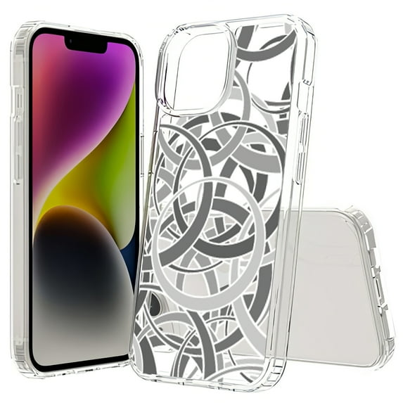TalkingCase Hybrid Phone Cover Compatible for Apple iPhone 15 Plus, Overlapping Rings Print, Acrylic Back, Raised Edges, USA
