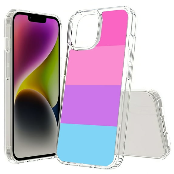 TalkingCase Hybrid Phone Cover Compatible for Apple iPhone 15 Plus, Pink Stripes Print, Acrylic Back, Raised Edges, USA